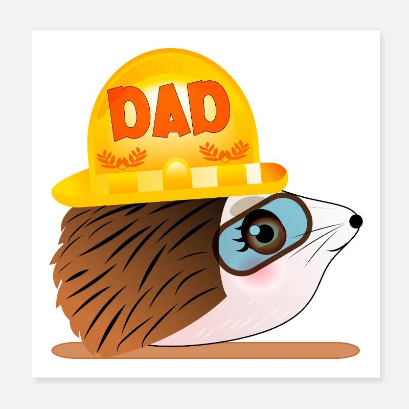 Hedgehog Dad - Construction Poster 8" x 8" (20x20 cm)