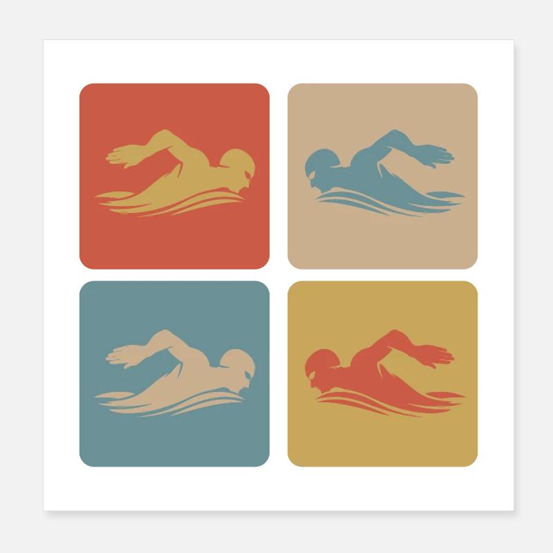 Design de natation Poster 20 x 20 cm