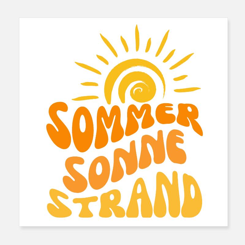 Sommer Sonne Strand Wavy Poster 20x20 cm