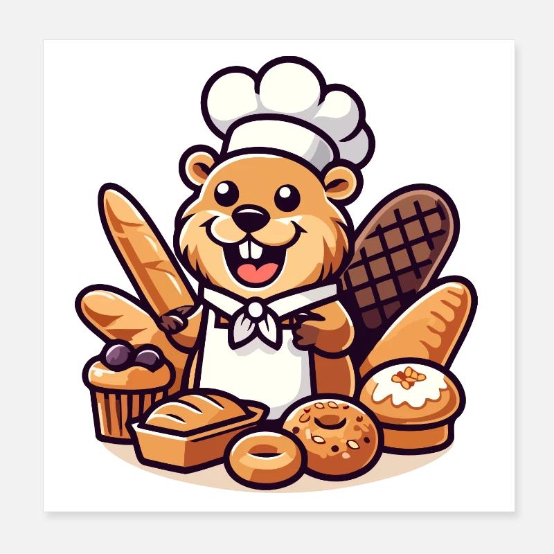 Baker Beaver: Der Konditorei-Profi Poster 20x20 cm