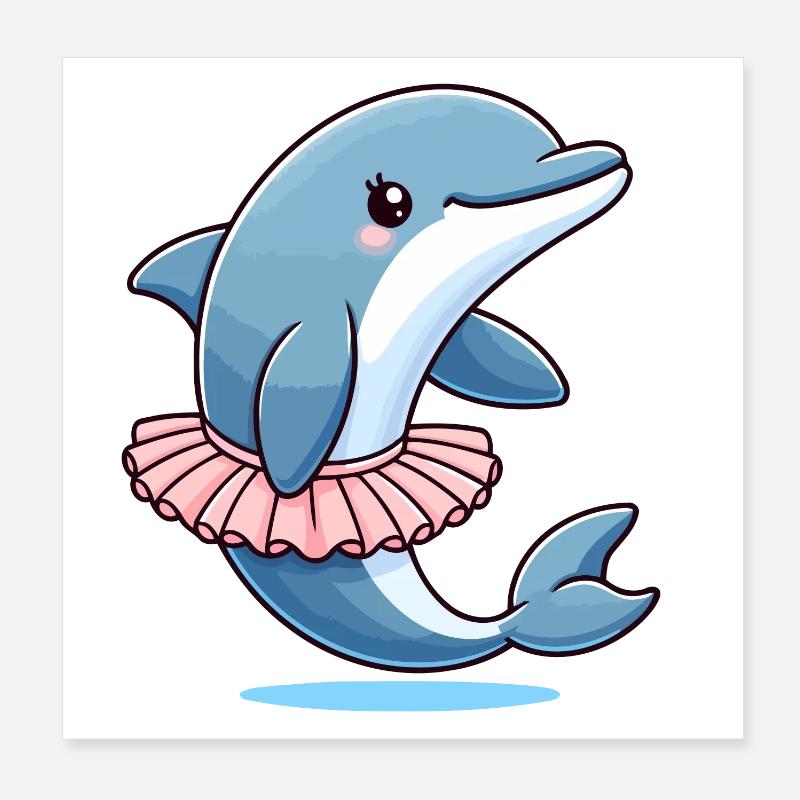 Balletic Dolphin: Graceful Waves Poster 8" x 8" (20x20 cm)