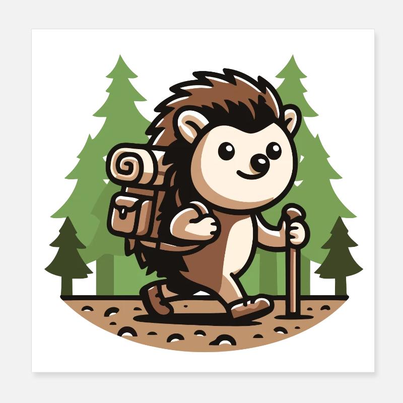 Wanderwanderer: Der Wanderigel Poster 20x20 cm