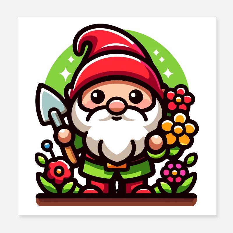 Jardin des gnomes : le donjon fleuri Poster 20 x 20 cm
