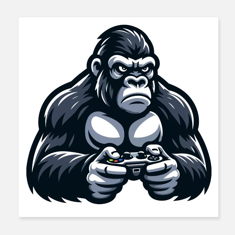 Game On Gorilla: The Ultimate Gamer's Challenge Poster 8" x 8" (20x20 cm)