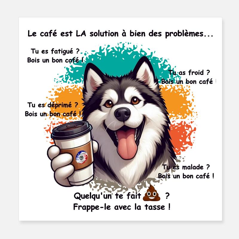 Kaffee - Poster 20x20 cm - Weiß