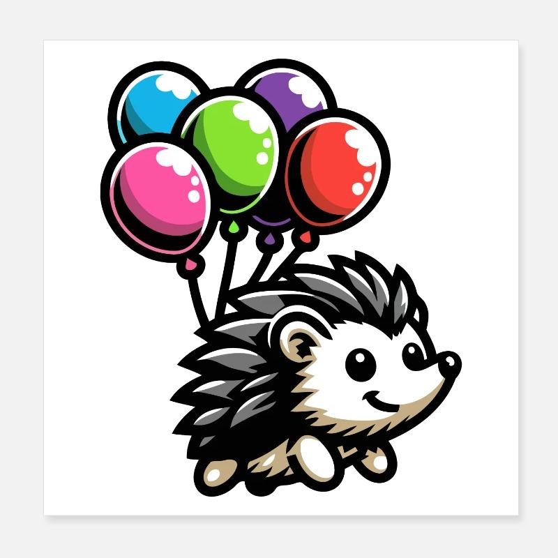 Hedgehog Harmony: Der Ballon-Kumpel - Poster 20x20 cm - Weiß