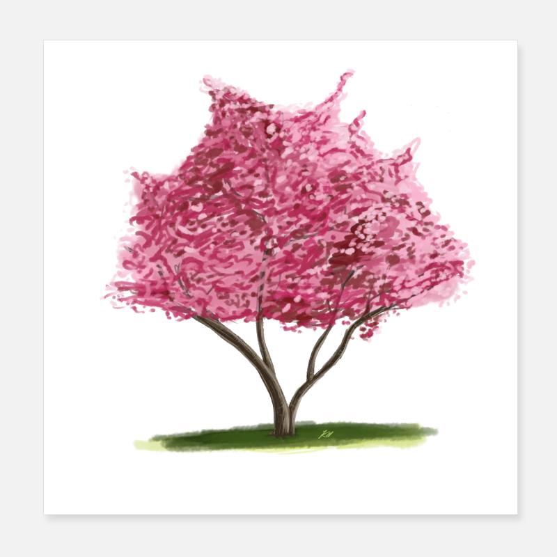 Kirsch-Sakura Rosa Blumenbaum Poster 20x20 cm