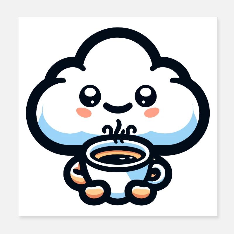 Cumulus de caféine : le nuage joyeux Poster 20 x 20 cm