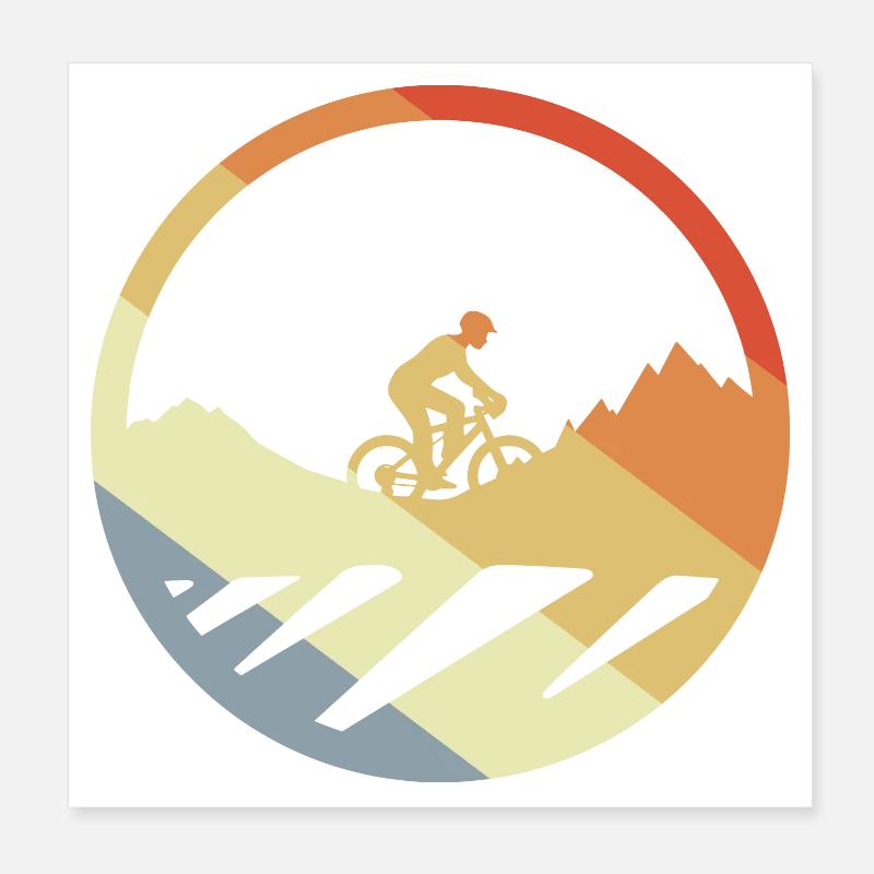 VTT Dessin Vintage - Poster 20 x 20 cm - blanc
