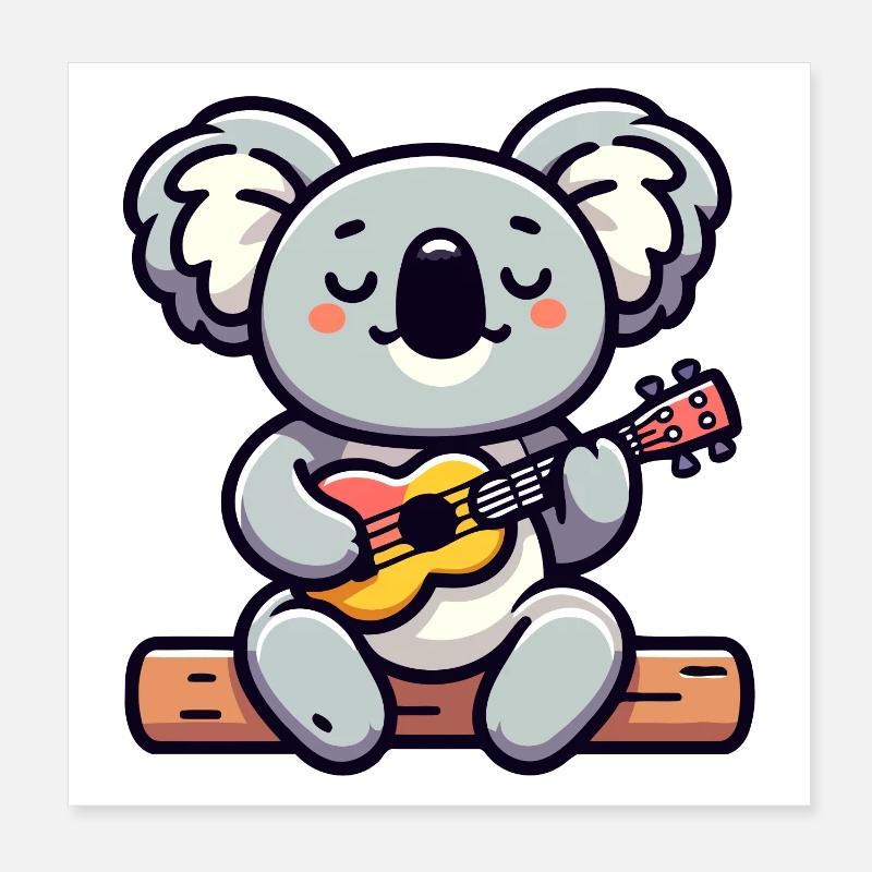 Koala Chords: The Eucalyptus Melodist - Poster 8" x 8" (20x20 cm) - white