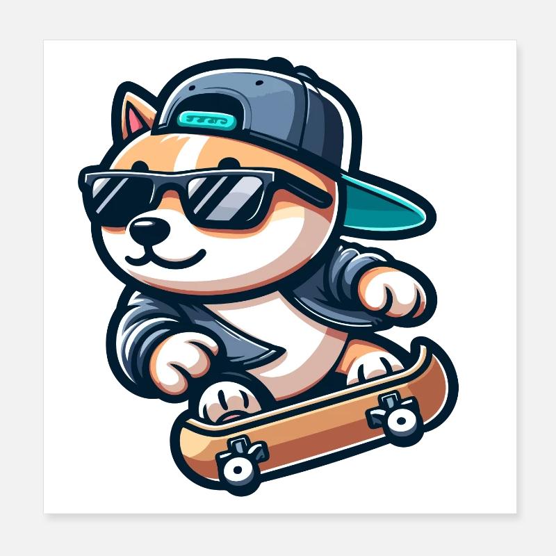 Corgi Boarder: Der Eislauf-Sidekick Poster 20x20 cm