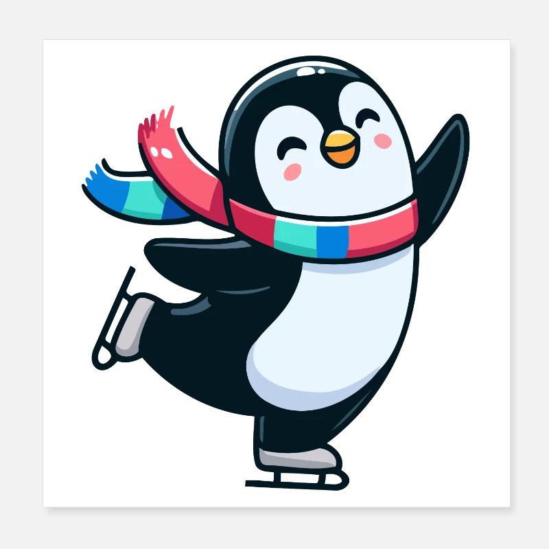 Winter Waltz Penguin: The Icy Dancer - Poster 8" x 8" (20x20 cm) - white