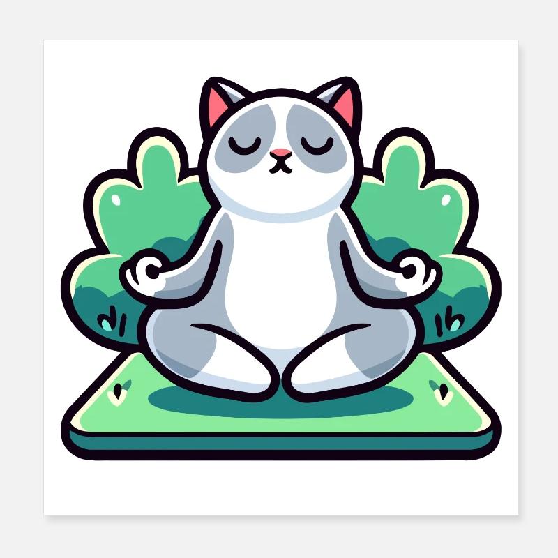 Meowmaste: The Zen Yoga Cat Poster 8" x 8" (20x20 cm)