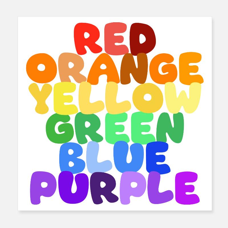 Rainbow Color Words Series Poster 8" x 8" (20x20 cm)