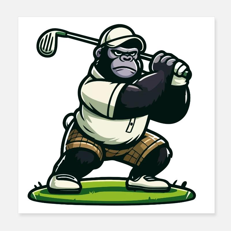 Gorille de golf Poster 20 x 20 cm