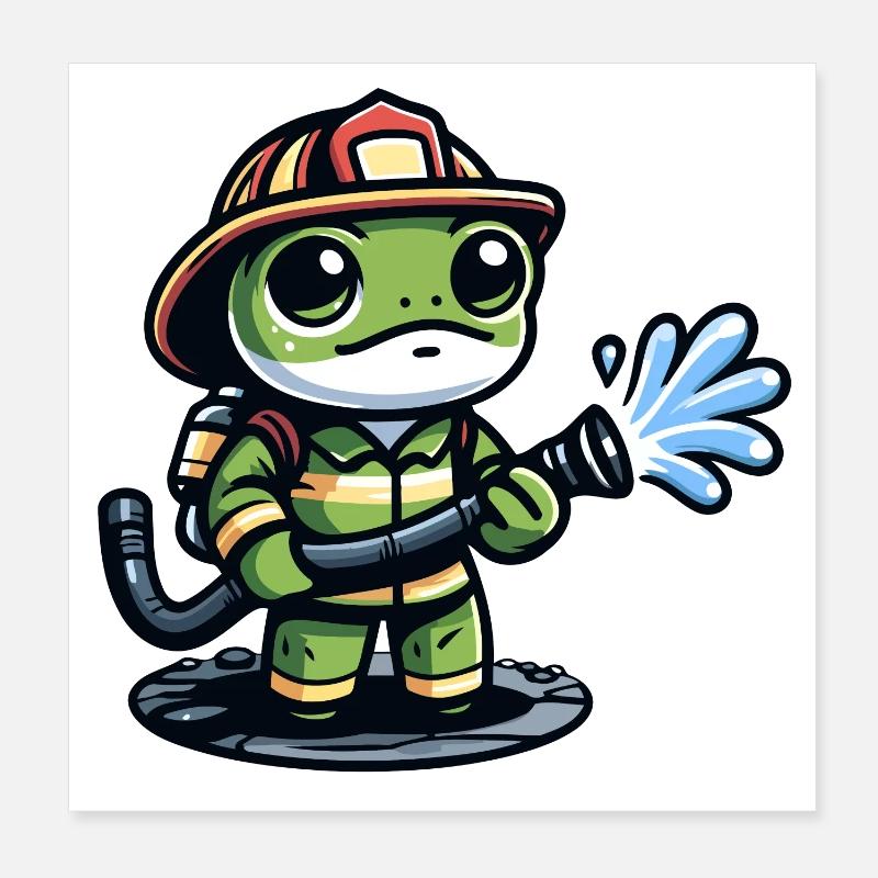 Ribbit de pompier : le courageux défenseur de l’étang Poster 20 x 20 cm