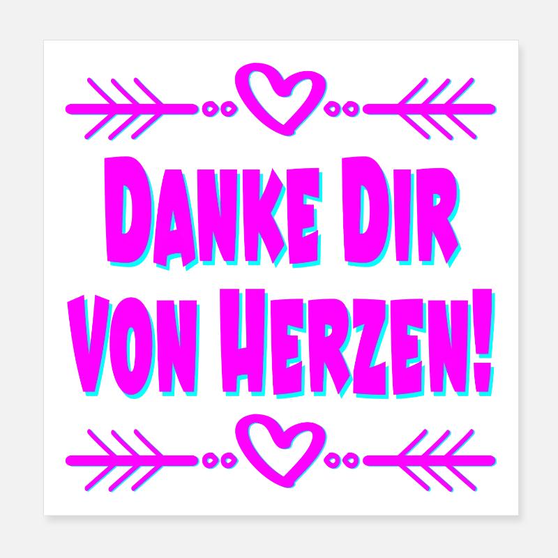DANKE DIR VON HERZEN Poster 20x20 cm