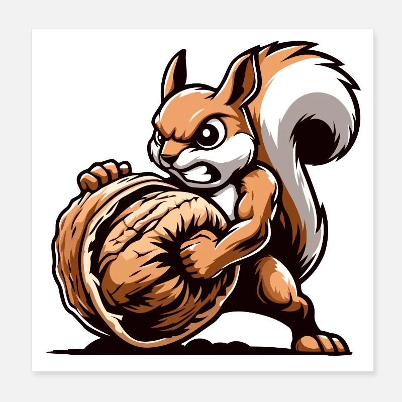 Mighty Nut Conqueror: The Energetic Squirrel Poster 8" x 8" (20x20 cm)