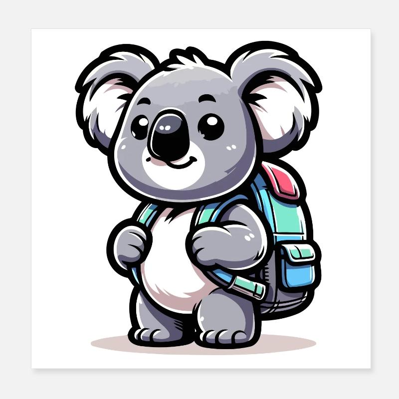 Backpacker Koala : le compagnon globe-trotter Poster 20 x 20 cm