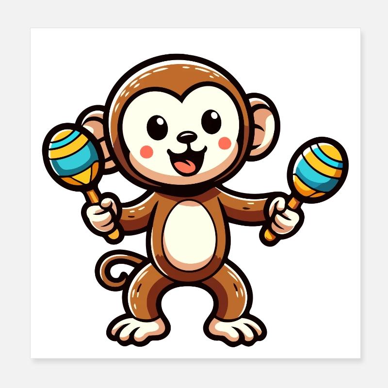 Maraca Monkey: Der musikalische Primat Poster 20x20 cm