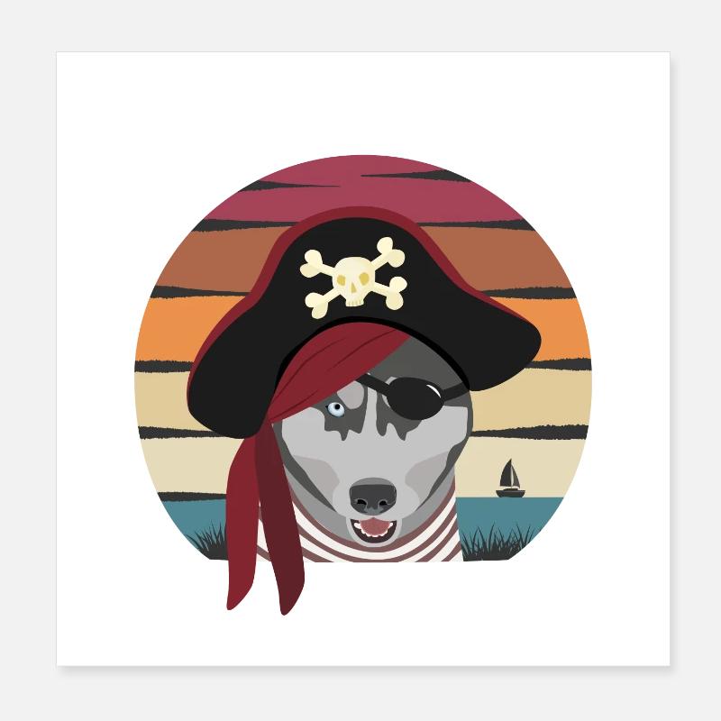 Chien pirate Poster 20 x 20 cm
