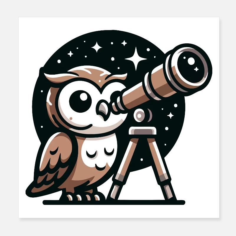 Stargazer Hoot: The Celestial Owl Poster 8" x 8" (20x20 cm)