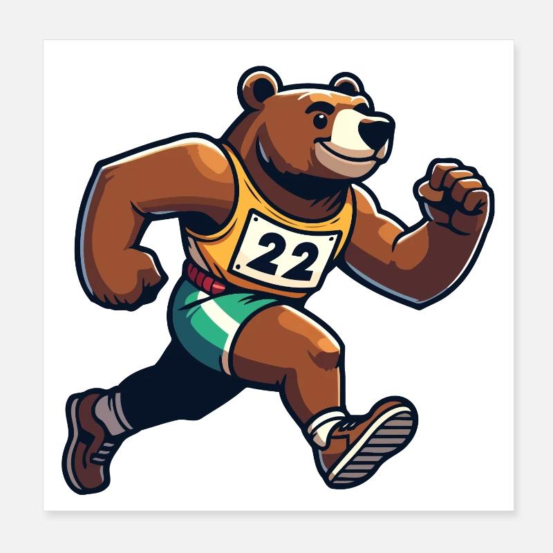 Marathon Bear : le coureur rapide Poster 20 x 20 cm