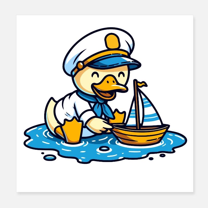 Sailing Duck : Le capitaine marin Poster 20 x 20 cm