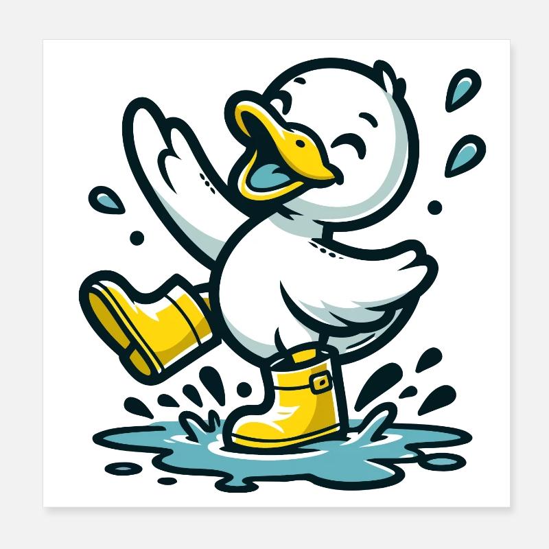 Splashy Quacker : le canard qui saute dans les flaques d’eau Poster 20 x 20 cm