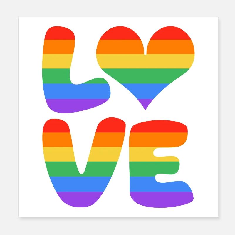 Regenbogenliebe Herzdesign Poster 20x20 cm