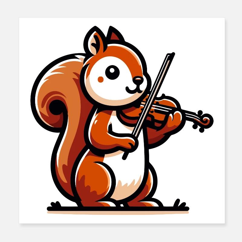 Melodic Squirrel: Symphony in the Park Poster 8" x 8" (20x20 cm)