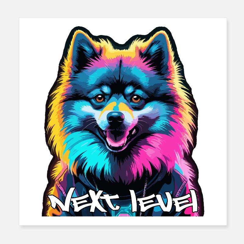 Kleinspitz Spitz Next Level Cyber Hund Geschenk Poster 20x20 cm