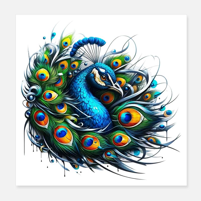 Pfau Poster 20x20 cm