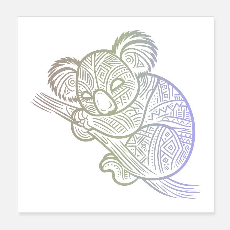 koala in aboriginal patterns, tribal Poster 8" x 8" (20x20 cm)
