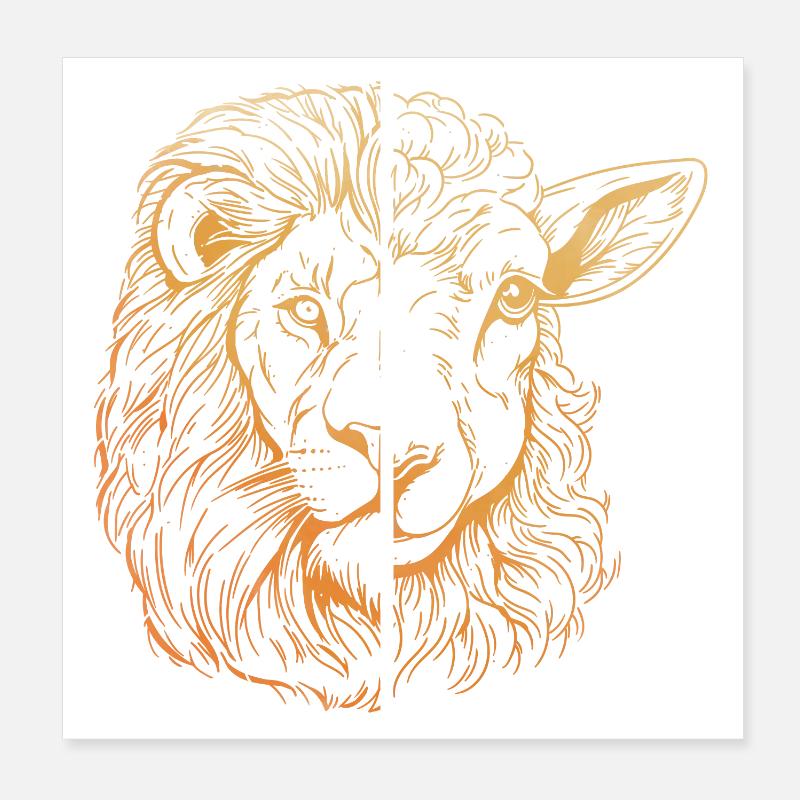 Löwe und Lamm Poster 20x20 cm