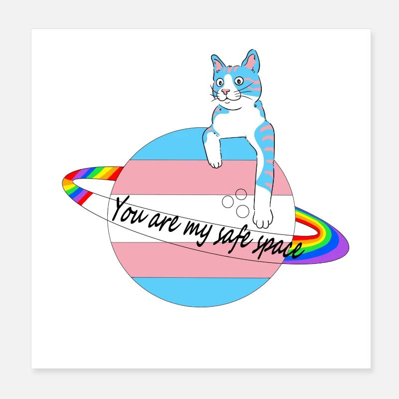 Espace sûr Chat - Poster 20 x 20 cm - blanc