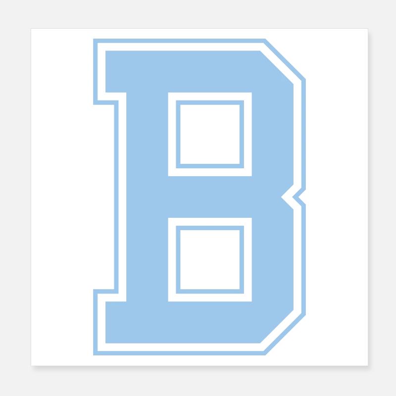 Monogramma azzurro Varsity College Iniziale B Poster 20x20 cm