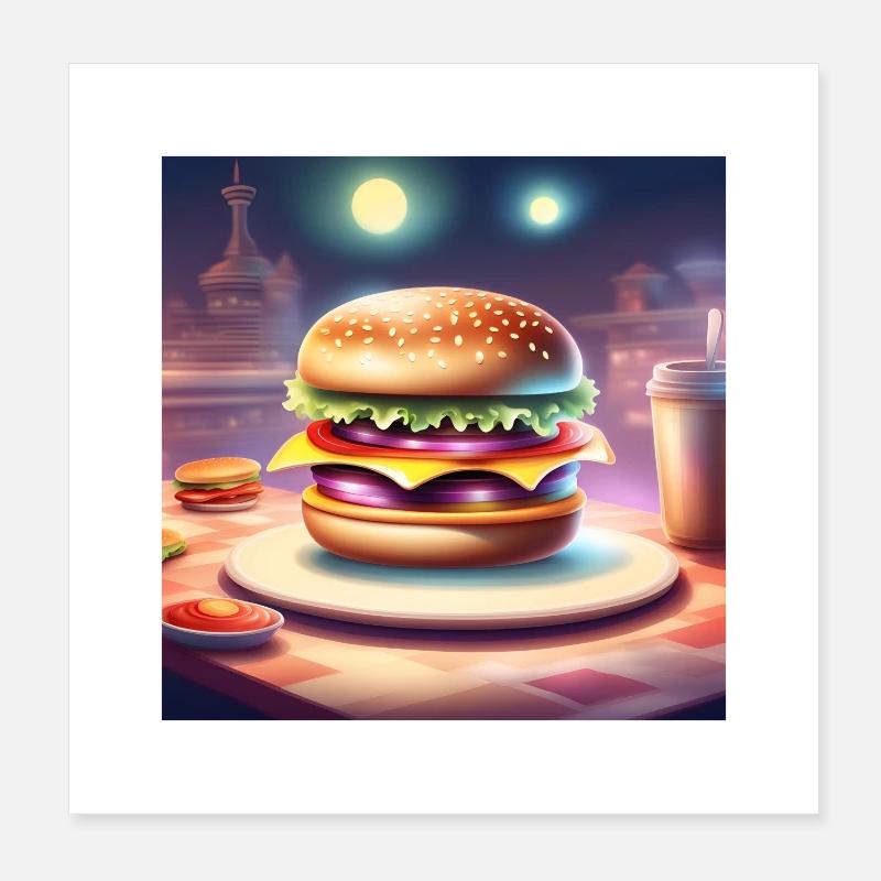 burger, hamburger, fast food Poster 20 x 20 cm