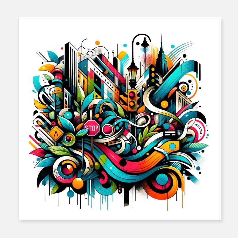 Illustration de graffiti dynamique Art urbain Poster 20 x 20 cm