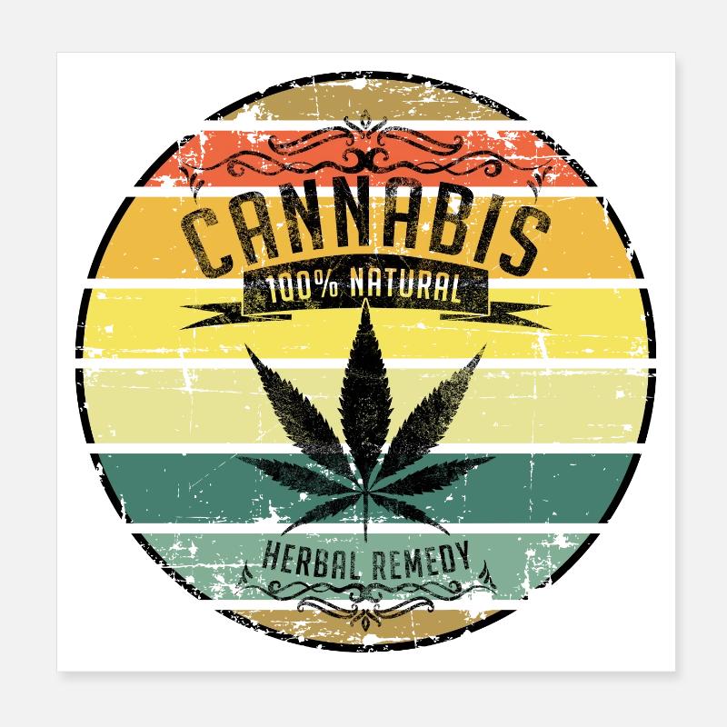 Retro Weed Cannabis Leaf Poster 8" x 8" (20x20 cm)