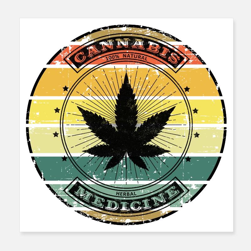 Retro Weed - Feuille de Cannabis Vintage Poster 20 x 20 cm