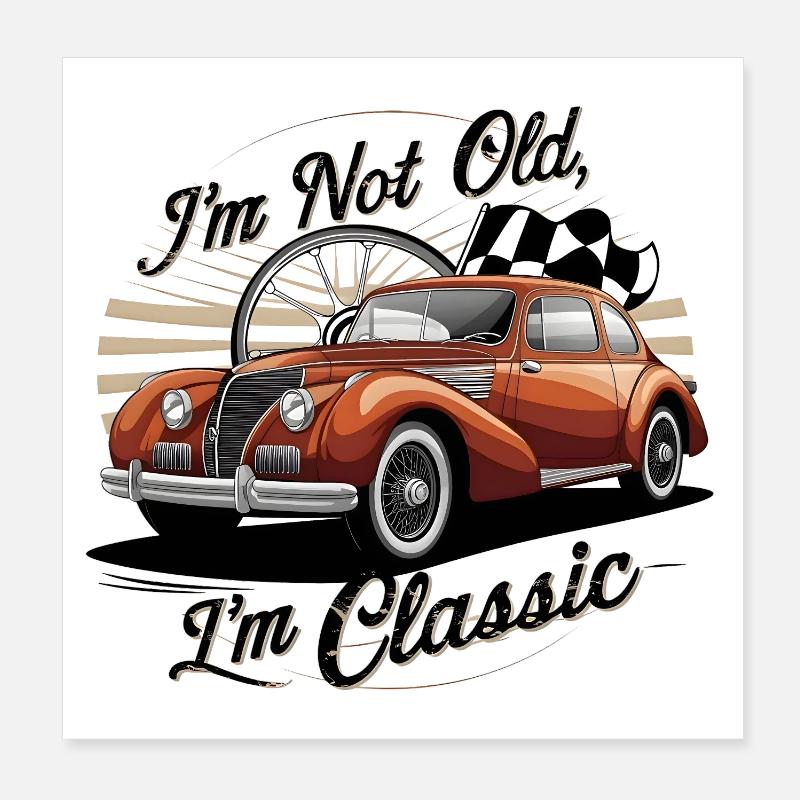 Oldtimer Oldtimer mit Vintage Text Poster 20x20 cm