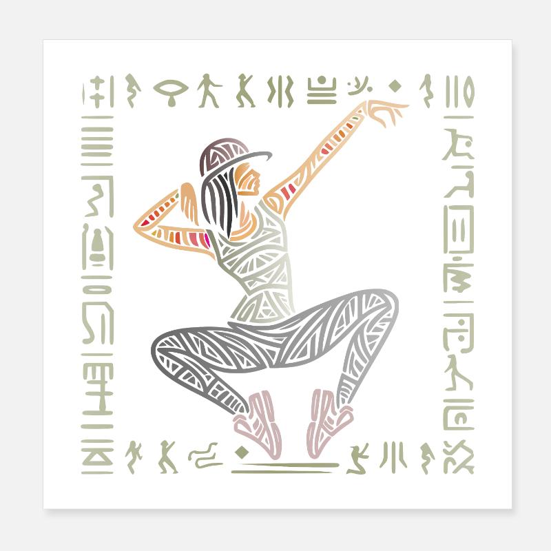 Breakdance woman, hiphop dancer pattern Egypt Poster 8" x 8" (20x20 cm)