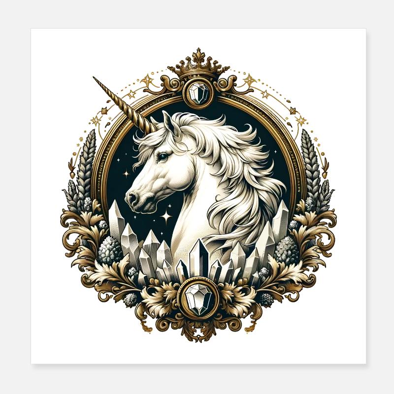 majestueuse licorne décorée avec art Poster 20 x 20 cm