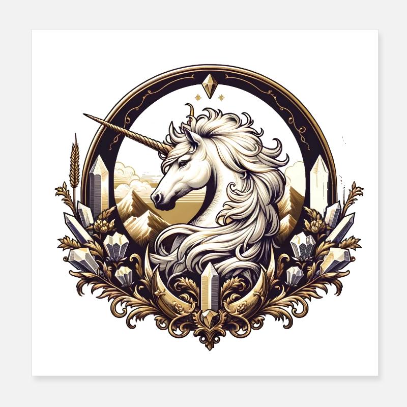 majestueuse licorne décorée avec art Poster 20 x 20 cm