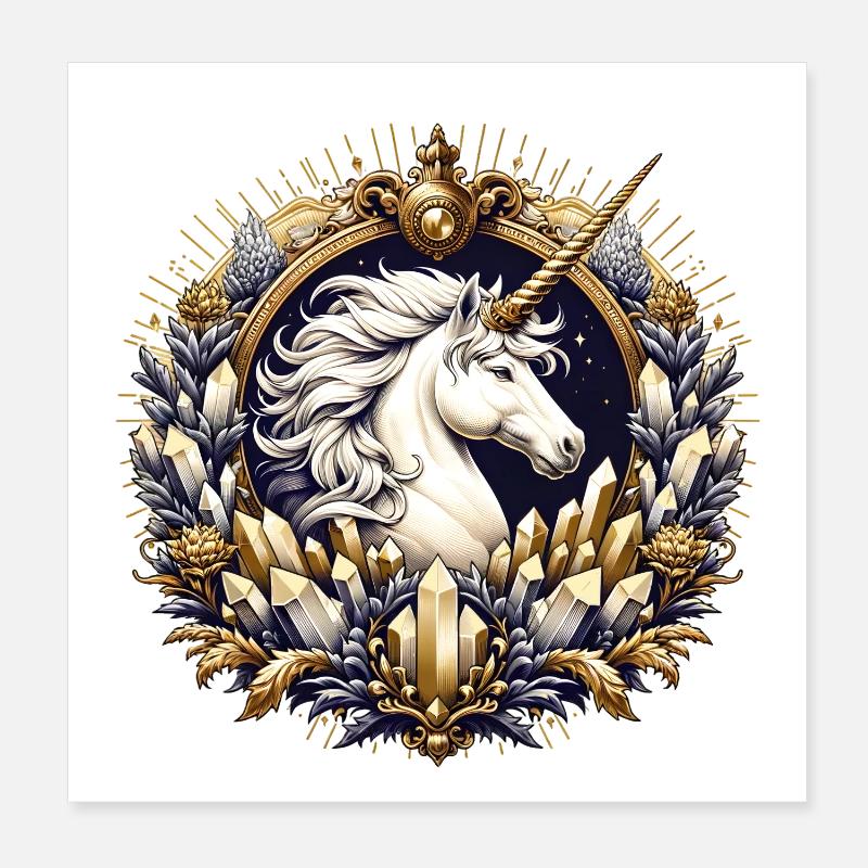 majestueuse licorne décorée avec art Poster 20 x 20 cm