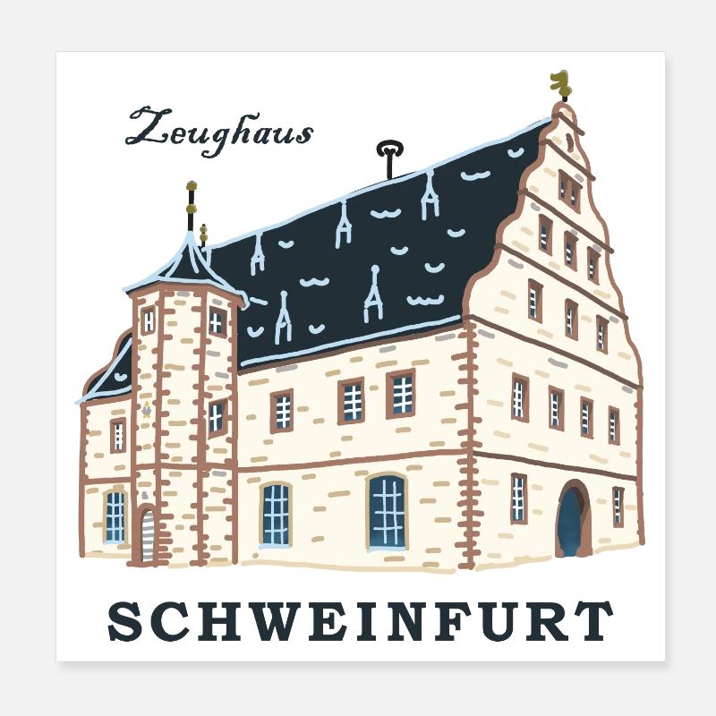 Schweinfurt, Dessin Zeughaus, Franconie, Bavière Poster 20 x 20 cm