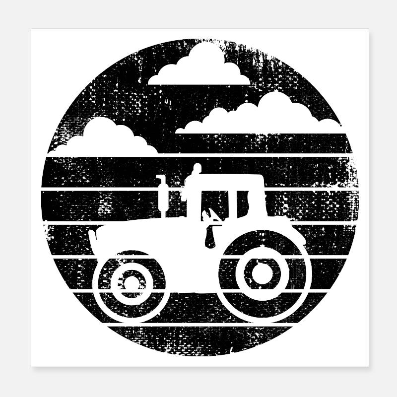 Tractor Sketch Poster 8" x 8" (20x20 cm)