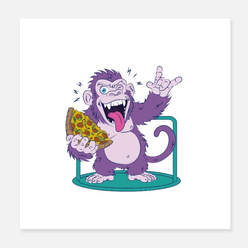 Pizza : Monkey rend les choses meilleures ! Poster 20 x 20 cm
