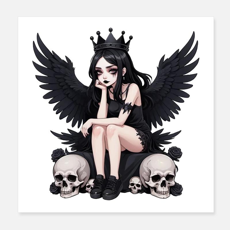 Dunkle Gothic Gothic Fee mit Flügeln Poster 20x20 cm
